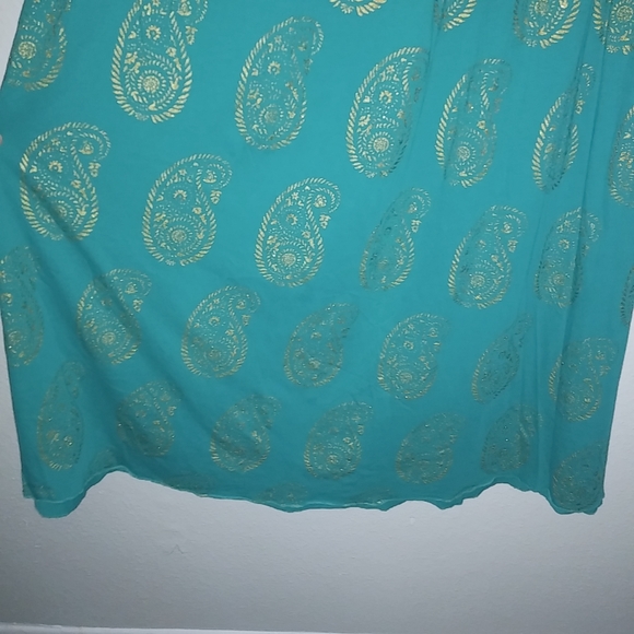 Denim & Supply Ralph Lauren XS Gold Imprint Maxi Dress in Teal Turquoise - Picture 3 of 7